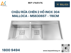 Chậu rửa chén Malloca 2 hố MS6306ST Inox 304 - 116cm